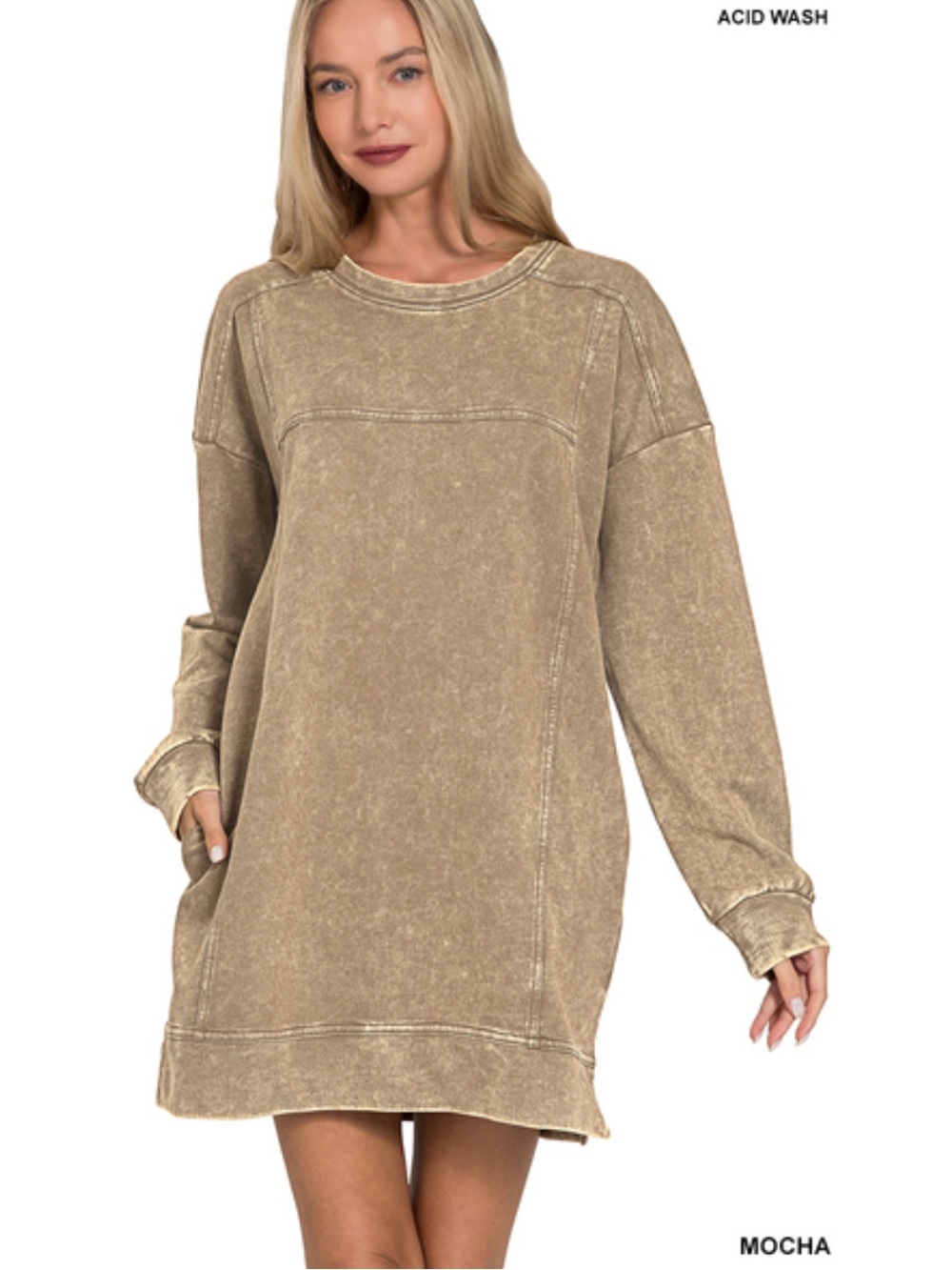 137 FRENCH TERRY ACID
WASHED DRESS WITH POCKETS